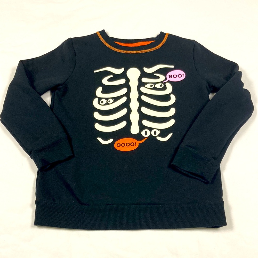 Cat and Jack girls glow in the dark black skeleton sweatshirt size medium 7/8